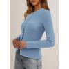 imagePRETTYGARDEN Womens 2025 Fall Cardigan Sweaters Lightweight Long Sleeve Button up Ribbed Knit Tops Winter Fashion ClothesLight Blue