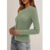 imagePRETTYGARDEN Womens 2025 Fall Cardigan Sweaters Lightweight Long Sleeve Button up Ribbed Knit Tops Winter Fashion ClothesLight Green