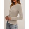 imagePRETTYGARDEN Womens 2025 Fall Cardigan Sweaters Lightweight Long Sleeve Button up Ribbed Knit Tops Winter Fashion ClothesOatmeal