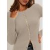 imagePRETTYGARDEN Womens 2025 Fall Cardigan Sweaters Lightweight Long Sleeve Button up Ribbed Knit Tops Winter Fashion ClothesOatmeal
