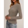 imagePRETTYGARDEN Womens 2025 Fall Cardigan Sweaters Lightweight Long Sleeve Button up Ribbed Knit Tops Winter Fashion ClothesTaupe