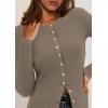 imagePRETTYGARDEN Womens 2025 Fall Cardigan Sweaters Lightweight Long Sleeve Button up Ribbed Knit Tops Winter Fashion ClothesTaupe