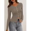 imagePRETTYGARDEN Womens 2025 Fall Cardigan Sweaters Lightweight Long Sleeve Button up Ribbed Knit Tops Winter Fashion ClothesTaupe