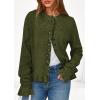 imagePRETTYGARDEN Womens Fall Button Down Cardigans Chunky Knit Ruffle Open Front Cropped Cardigan Sweaters Soft Long Sleeve TopsArmy Green