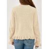 imagePRETTYGARDEN Womens Fall Button Down Cardigans Chunky Knit Ruffle Open Front Cropped Cardigan Sweaters Soft Long Sleeve TopsBeige