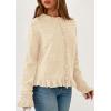imagePRETTYGARDEN Womens Fall Button Down Cardigans Chunky Knit Ruffle Open Front Cropped Cardigan Sweaters Soft Long Sleeve TopsBeige