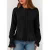 imagePRETTYGARDEN Womens Fall Button Down Cardigans Chunky Knit Ruffle Open Front Cropped Cardigan Sweaters Soft Long Sleeve TopsBlack