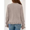 imagePRETTYGARDEN Womens Fall Button Down Cardigans Chunky Knit Ruffle Open Front Cropped Cardigan Sweaters Soft Long Sleeve TopsOatmeal