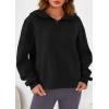 imagePRETTYGARDEN Womens Hoodies Cropped Fleece Sweatshirts 2025 Fall Fashion Quarter Zip Pullover Long Sleeve Tops Winter ClothesBlack