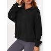imagePRETTYGARDEN Womens Hoodies Cropped Fleece Sweatshirts 2025 Fall Fashion Quarter Zip Pullover Long Sleeve Tops Winter ClothesBlack