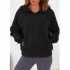 imagePRETTYGARDEN Womens Hoodies Cropped Fleece Sweatshirts 2025 Fall Fashion Quarter Zip Pullover Long Sleeve Tops Winter ClothesBlack