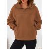 imagePRETTYGARDEN Womens Hoodies Cropped Fleece Sweatshirts 2025 Fall Fashion Quarter Zip Pullover Long Sleeve Tops Winter ClothesBrown