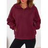imagePRETTYGARDEN Womens Hoodies Cropped Fleece Sweatshirts 2025 Fall Fashion Quarter Zip Pullover Long Sleeve Tops Winter ClothesBurgundy