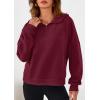 imagePRETTYGARDEN Womens Hoodies Cropped Fleece Sweatshirts 2025 Fall Fashion Quarter Zip Pullover Long Sleeve Tops Winter ClothesBurgundy