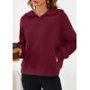 imagePRETTYGARDEN Womens Hoodies Cropped Fleece Sweatshirts 2025 Fall Fashion Quarter Zip Pullover Long Sleeve Tops Winter ClothesBurgundy