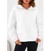 imagePRETTYGARDEN Womens Hoodies Cropped Fleece Sweatshirts 2025 Fall Fashion Quarter Zip Pullover Long Sleeve Tops Winter ClothesWhite