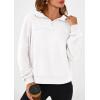 imagePRETTYGARDEN Womens Hoodies Cropped Fleece Sweatshirts 2025 Fall Fashion Quarter Zip Pullover Long Sleeve Tops Winter ClothesWhite