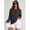 imagePRETTYGARDEN Womens Oversized Sweatshirt 2025 Fall Fashion Clothes Ribbed Corduroy Long Sleeve Going Out Pullover TopsDark Grey