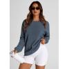 imagePRETTYGARDEN Womens Oversized Sweatshirt 2025 Fall Fashion Clothes Ribbed Corduroy Long Sleeve Going Out Pullover TopsGrey Blue