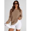 imagePRETTYGARDEN Womens Oversized Sweatshirt 2025 Fall Fashion Clothes Ribbed Corduroy Long Sleeve Going Out Pullover TopsKhaki
