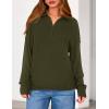 imagePRETTYGARDEN Womens Quarter Zip Pullover V Neck Fall Sweaters 2025 Long Sleeve Tops Collared Business Casual Winter ClothingArmy Green