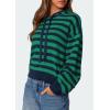 imagePRETTYGARDEN Womens Striped Sweaters 2025 Fall Pullover Hoodies Y2K Casual Long Sleeve Tops Winter Fashion ClothingStriped Navy Green