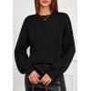 imagePRETTYGARDEN Womens Sweaters 2025 Fall Fashion Long Sleeve Crewneck Floral Knit Pullover Sweater Tops Winter ClothesBlack