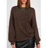 imagePRETTYGARDEN Womens Sweaters 2025 Fall Fashion Long Sleeve Crewneck Floral Knit Pullover Sweater Tops Winter ClothesBrown