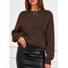 imagePRETTYGARDEN Womens Sweaters 2025 Fall Fashion Long Sleeve Crewneck Floral Knit Pullover Sweater Tops Winter ClothesBrown