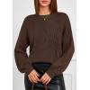 imagePRETTYGARDEN Womens Sweaters 2025 Fall Fashion Long Sleeve Crewneck Floral Knit Pullover Sweater Tops Winter ClothesBrown