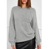 imagePRETTYGARDEN Womens Sweaters 2025 Fall Fashion Long Sleeve Crewneck Floral Knit Pullover Sweater Tops Winter ClothesLight Grey