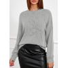imagePRETTYGARDEN Womens Sweaters 2025 Fall Fashion Long Sleeve Crewneck Floral Knit Pullover Sweater Tops Winter ClothesLight Grey