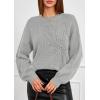imagePRETTYGARDEN Womens Sweaters 2025 Fall Fashion Long Sleeve Crewneck Floral Knit Pullover Sweater Tops Winter ClothesLight Grey