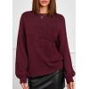 imagePRETTYGARDEN Womens Sweaters 2025 Fall Fashion Long Sleeve Crewneck Floral Knit Pullover Sweater Tops Winter ClothesWine Red