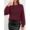 imagePRETTYGARDEN Womens Sweaters 2025 Fall Fashion Long Sleeve Crewneck Floral Knit Pullover Sweater Tops Winter ClothesWine Red