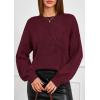 imagePRETTYGARDEN Womens Sweaters 2025 Fall Fashion Long Sleeve Crewneck Floral Knit Pullover Sweater Tops Winter ClothesWine Red