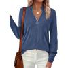 imagePRETTYGARDEN Womens Sweaters Quarter Zip Knit Long Sleeve Business Casual Pullover Tops 2025 Fall Fashion Work OutfitsGrey Blue