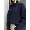 imagePRETTYGARDEN Womens Turtleneck Sweaters 2025 Fall Chunky Knit Pullover Long Sleeve Jumper Tops Trendy Winter ClothesNavy Blue