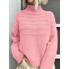 imagePRETTYGARDEN Womens Turtleneck Sweaters 2025 Fall Chunky Knit Pullover Long Sleeve Jumper Tops Trendy Winter ClothesPink