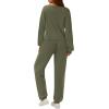 imagePRETTYGARDEN Womens Two Piece Lounge Sets 2025 Fall Airport Outfits Long Sleeve Pullover Tops Sweatpants Matching ClothingArmy Green
