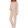 imagePRETTYGARDEN Womens Two Piece Lounge Sets 2025 Fall Airport Outfits Long Sleeve Pullover Tops Sweatpants Matching ClothingBeige