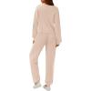 imagePRETTYGARDEN Womens Two Piece Lounge Sets 2025 Fall Airport Outfits Long Sleeve Pullover Tops Sweatpants Matching ClothingBeige