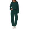imagePRETTYGARDEN Womens Two Piece Lounge Sets 2025 Fall Airport Outfits Long Sleeve Pullover Tops Sweatpants Matching ClothingDark Green