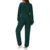 imagePRETTYGARDEN Womens Two Piece Lounge Sets 2025 Fall Airport Outfits Long Sleeve Pullover Tops Sweatpants Matching ClothingDark Green