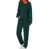 imagePRETTYGARDEN Womens Two Piece Lounge Sets 2025 Fall Airport Outfits Long Sleeve Pullover Tops Sweatpants Matching ClothingDark Green