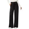 imagePRETTYGARDEN Womens Wide Leg Pants 2025 Fall Elastic High Waisted Knit Casual Lounge Palazzo Pant Trousers with PocketsBlack