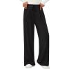 imagePRETTYGARDEN Womens Wide Leg Pants 2025 Fall Elastic High Waisted Knit Casual Lounge Palazzo Pant Trousers with PocketsBlack
