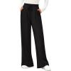 imagePRETTYGARDEN Womens Wide Leg Pants 2025 Fall Elastic High Waisted Knit Casual Lounge Palazzo Pant Trousers with PocketsBlack