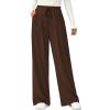 imagePRETTYGARDEN Womens Wide Leg Pants 2025 Fall Elastic High Waisted Knit Casual Lounge Palazzo Pant Trousers with PocketsBrown