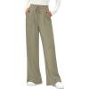 imagePRETTYGARDEN Womens Wide Leg Pants 2025 Fall Elastic High Waisted Knit Casual Lounge Palazzo Pant Trousers with PocketsGreen